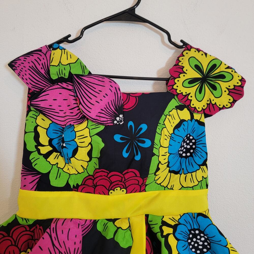 Floral Retro Unique Handmade Blouse Top Asymmetrical Ruffle Lined Zip Back - Picture 3 of 11